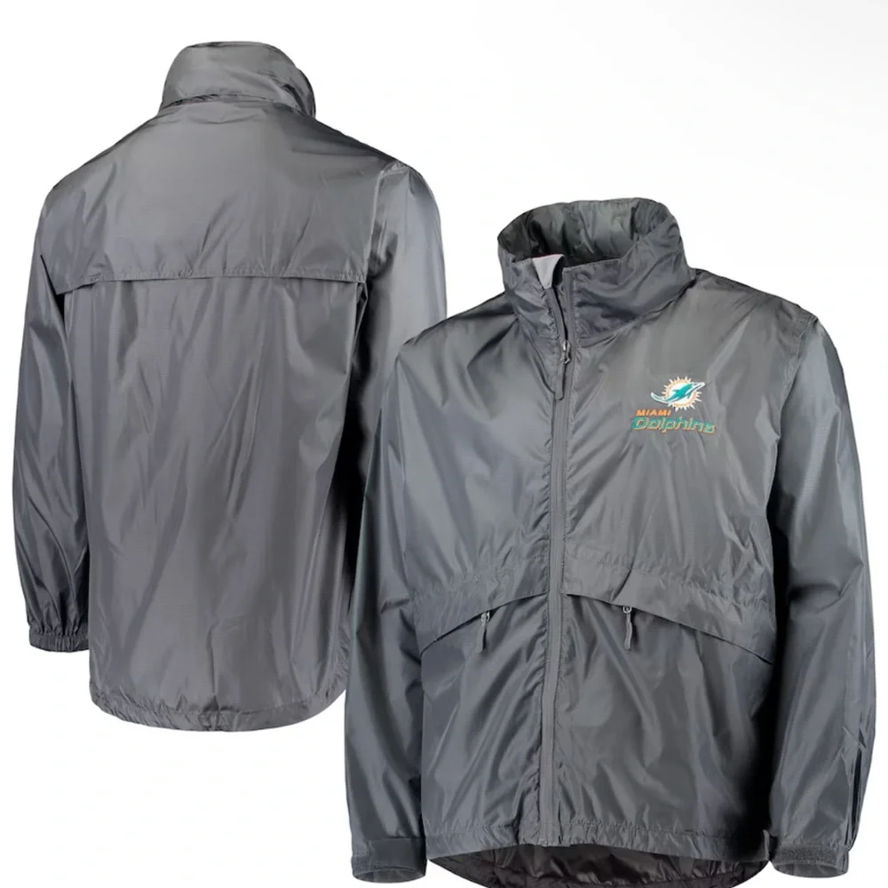 Dunbrooke Miami Dolphins Circle Sportsman Waterproof Packable Jacket